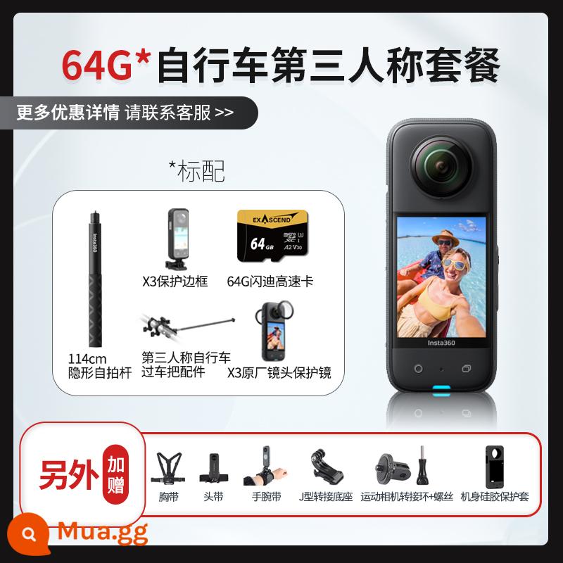 X3 spot Insta360/Shadow Stone MỘT X2 X3 chuyển động toàn cảnh đầu máy chống rung đi máy ảnh Vlog - Gói xem xe đạp ONE X3 64G cho người thứ ba