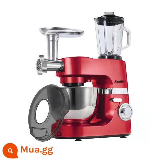 Máy đầu bếp gia dụng thương mại nước ngoài Sonifer 5L5.5L6.2L7L8L12L Máy trộn mì điện tự động - Đỏ 1200W8076 7L 3 trong 1