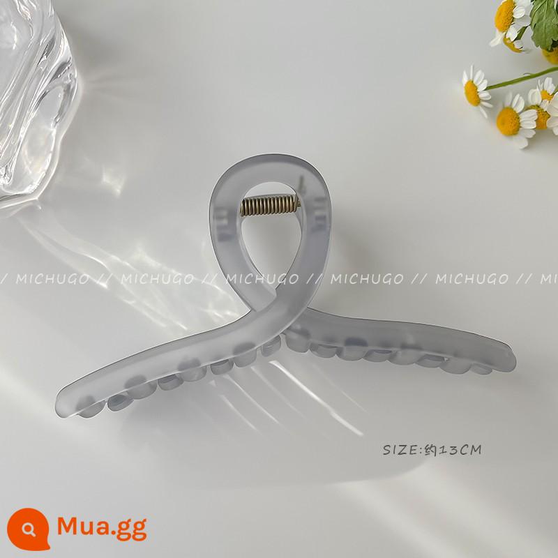 Kẹp tóc acrylic phong cách Hàn Quốc dành cho nữ mùa hè cỡ lớn tính khí cá mập kẹp phía sau đầu tóc băng đô tóc - màu xám mờ