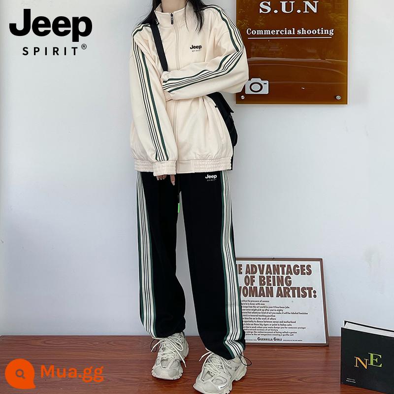 Bộ đồ thể thao JEEP dành cho nam và nữ 2024 mới mùa xuân thu nhỏ áo khoác chạy bộ thông thường - Suit hoa mai [Xuân Thu]