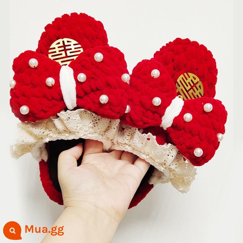 Handmade dép đi trong nhà chất liệu tự làm túi bow dép móc tự chế mùa thu và mùa đông lễ kỷ niệm đám cưới gửi boudoir mật ong bạn gái - Túi xách nữ chất liệu nơ