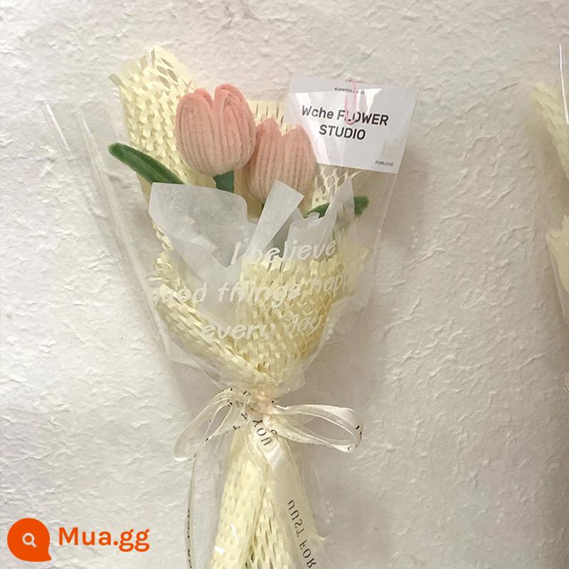 Gói vật liệu que xoắn hoa tulip tự làm thủ công, món quà sinh nhật thiết thực và thiết thực cho các cô gái, bạn thân, bạn gái và người lớn tuổi - Sương đào-có thể làm 2 chùm [gói nguyên liệu]