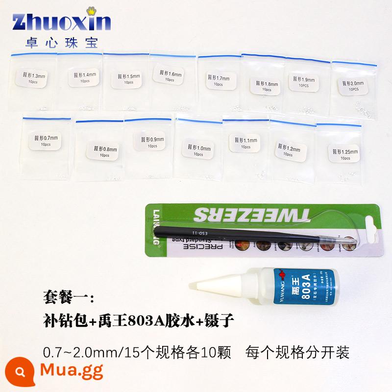 5A Zircon Trắng Trần Đá Miếng Dán Kim Cương Nhỏ Bị Vỡ Nhẫn Kim Cương Tai Đồng Hồ Kim Thiên Nga Nhỏ Trang Sức Vòng CZ micro khảm DIY - Thông số kỹ thuật 0,7-2 mm/15, mỗi miếng 10 miếng + keo Yuwang 803 + nhíp