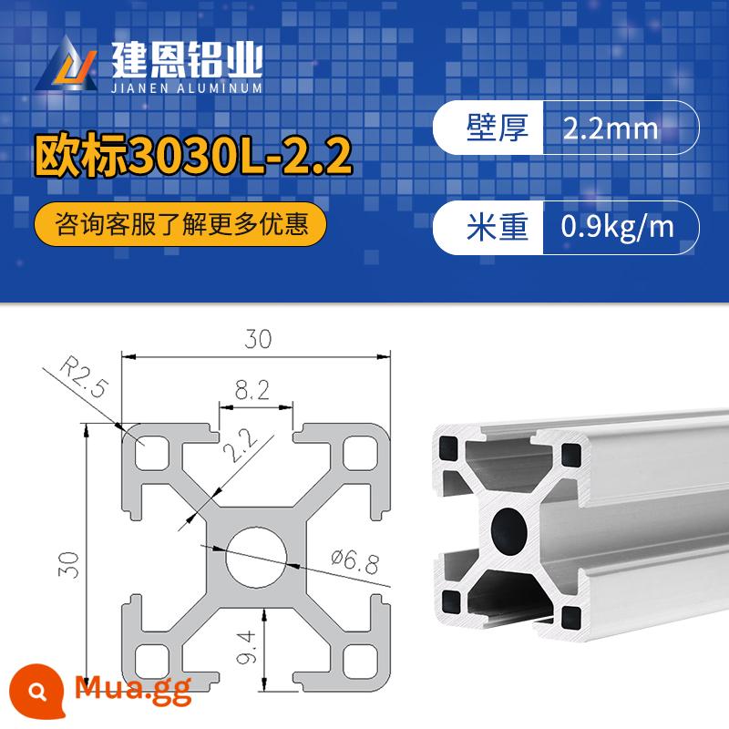 Vật liệu nhôm định hình công nghiệp Tiêu chuẩn Châu Âu Vật liệu nhôm hợp kim nhôm 3030/4040 Dây chuyền lắp ráp 30*30 tiêu chuẩn quốc gia phụ kiện khung nhôm góc - Tiêu chuẩn Châu Âu 3030L-2.2