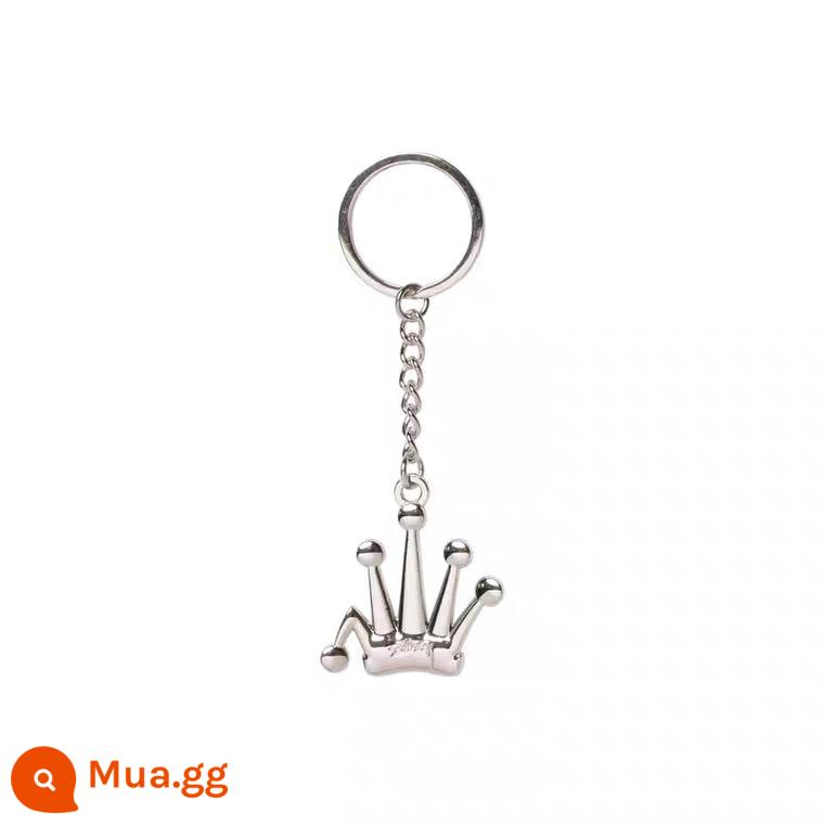 Stussy METAL BENT CROWN KEYCHAIN Mặt dây chuyền vòng cổ vương miện cổ điển Phụ kiện xu hướng - Móc khóa bạc 1