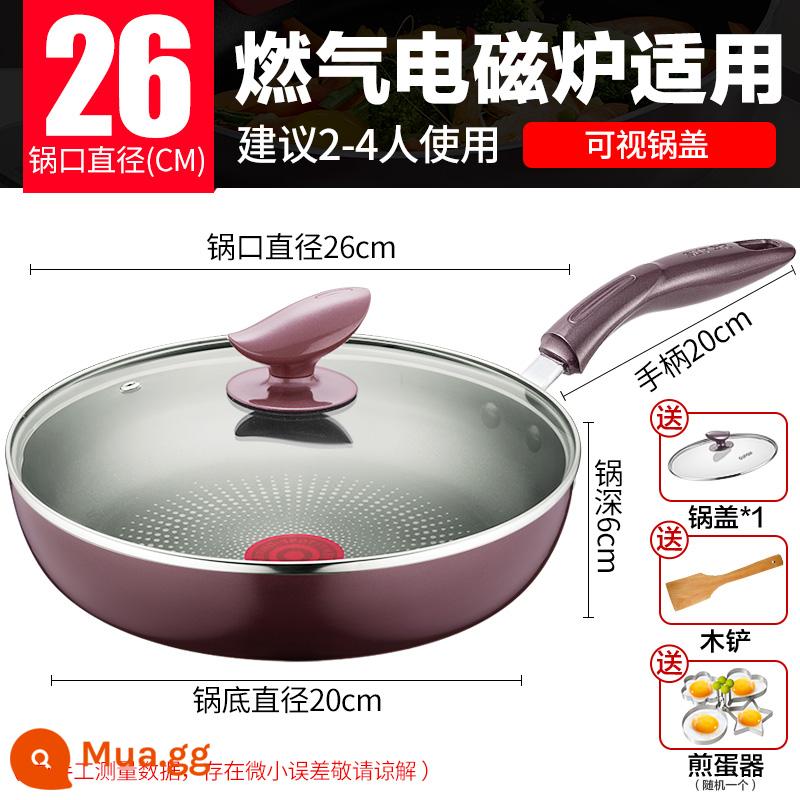 Supor Panpanpan không nhúng chảo chảo, bít tết bánh pancake pancake, polyc pan, bếp điện từ khí - Màu tím 26cm (đảm bảo chảo dính) vỏ poly chống phồng dày và nâng cấp nguyên bản