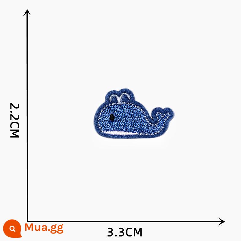 Thời Trang Hoạt Hình Dễ Thương Vải Dán Quần Áo Giày Tự Dính Thêu Lỗ Nhỏ Dán Xuống Áo Sửa Chữa Lỗ Dán Trang Trí - Cá heo xanh quân đội/tự dính