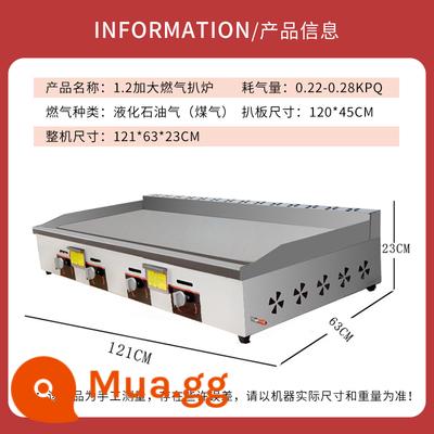 Vỉ nướng thương mại dùng gas thiết bị teppanyaki quy mô lớn tấm sắt mực nướng máy làm mì lạnh dùng gas hành lá máy lấy bánh - "Tấm sắt gas 8mm" 1,2 mét