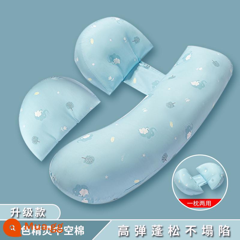 Baby Jinshui Gối dành cho phụ nữ mang thai Bảo vệ eo Bên hỗ trợ ngủ Gối ngủ bên bụng khi mang thai Ngủ trên gối Chân kẹp tạo tác đặc biệt - Một chiếc gối, hai công dụng [vải cotton nguyên chất, mềm mượt và thân thiện với làn da] phiên bản mở rộng - lớp lót độc lập - Blue Deer