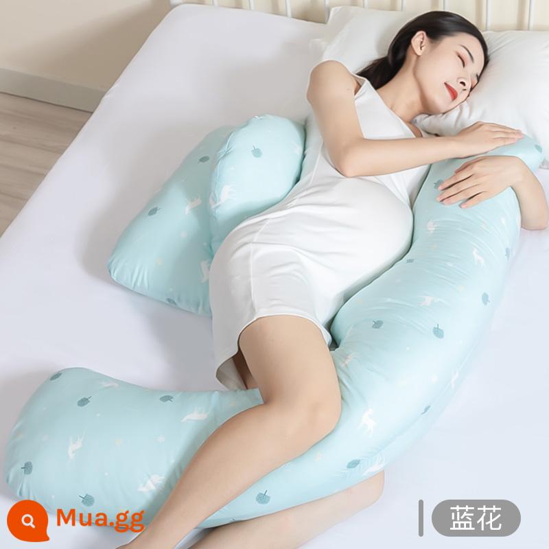 Baby Jinshui Gối dành cho phụ nữ mang thai Bảo vệ eo Bên hỗ trợ ngủ Gối ngủ bên bụng khi mang thai Ngủ trên gối Chân kẹp tạo tác đặc biệt - [Nâng cấp lên size lớn hơn - phù hợp cho cả thai kỳ] [Vải cotton nguyên chất, mềm mượt và thân thiện với da] Màu xanh thân thiện với da