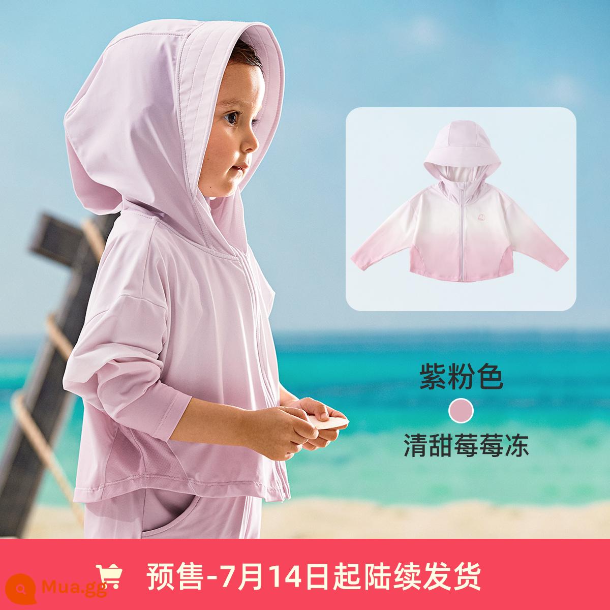 [Small Jelly] David Bella Quần áo chống nắng Cool Skin cho trẻ em Áo khoác mùa hè cho bé trai Áo khoác bé gái Quần áo chống nắng cho bé - Thạch dâu ngọt - đặt trước sẽ có hàng từ ngày 14/7