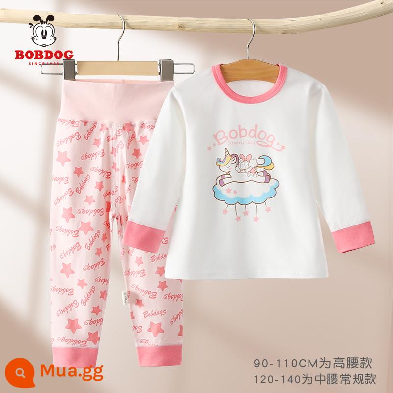 Babbean bé bộ quần áo thu đông cotton không xương đáy xuân thu đông mỏng vệ sinh trẻ em quần bé gái bộ đồ lót - Kỳ lân hồng trắng - loại A không xương 100% cotton