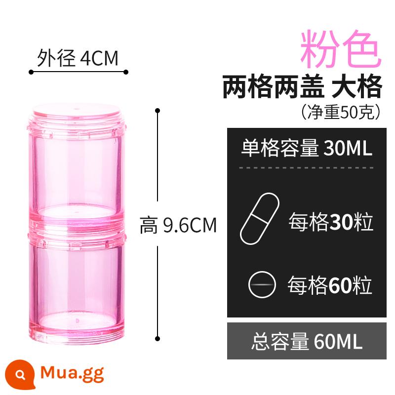 Đóng gói hộp thuốc xách tay cấp thực phẩm niêm phong chống ẩm một tuần lưu trữ nhỏ máy tính bảng viên nang hộp thuốc phân loại nhỏ - Lưới đôi lớn màu hồng