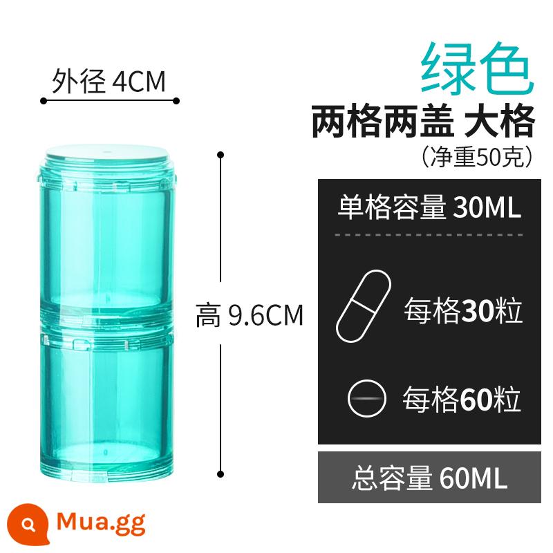 Đóng gói hộp thuốc xách tay cấp thực phẩm niêm phong chống ẩm một tuần lưu trữ nhỏ máy tính bảng viên nang hộp thuốc phân loại nhỏ - Lưới đôi lớn màu xanh lá cây