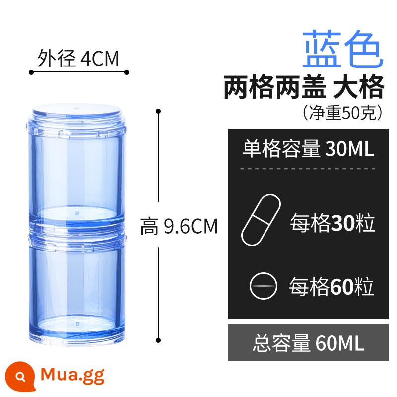 Đóng gói hộp thuốc xách tay cấp thực phẩm niêm phong chống ẩm một tuần lưu trữ nhỏ máy tính bảng viên nang hộp thuốc phân loại nhỏ - Lưới đôi lớn màu xanh