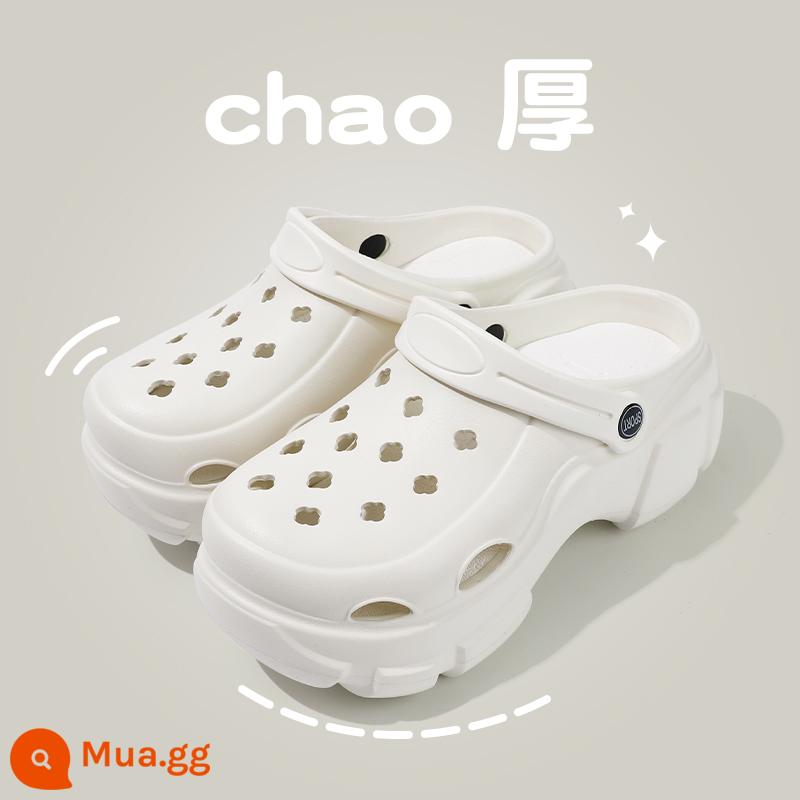 Nữ Croc Giày Mùa Hè Áo Khoác Ngoài Tăng Cảm Giác Giẫm Đế Dày Chống Trơn Trượt 2023 Mới Đi Biển Bao Đầu Giày Sandal Mùa Hè - bảng đèn trắng