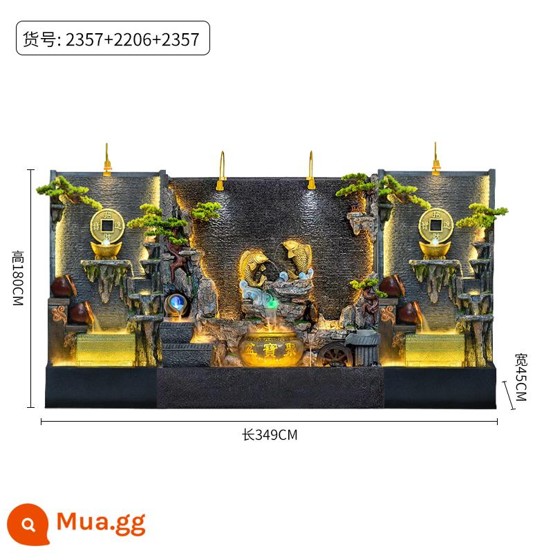 Đồi Rocked và Fountain Water Water Wall Wall - 2206 nhóm thứ ba dài 349CM