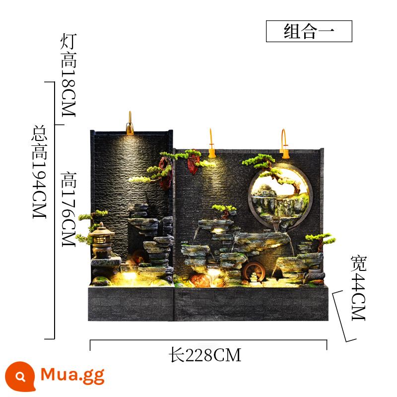 Đồi Rocked và Fountain Water Water Wall Wall - Nhóm màu xanh hoàng gia một 228*44*176