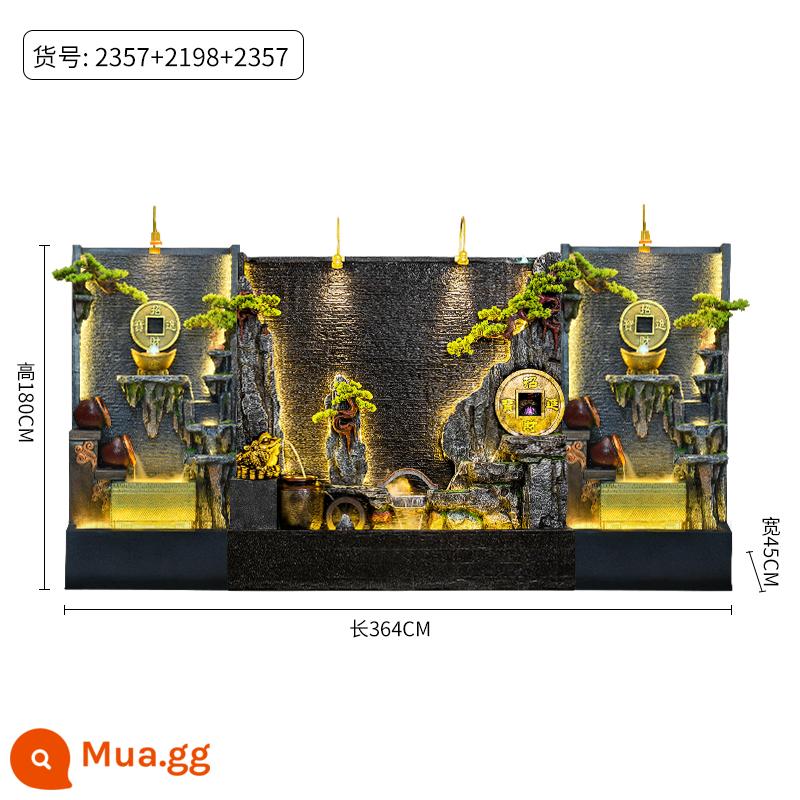 Đồi Rocked và Fountain Water Water Wall Wall - Bộ ba 2198 dài 364CM