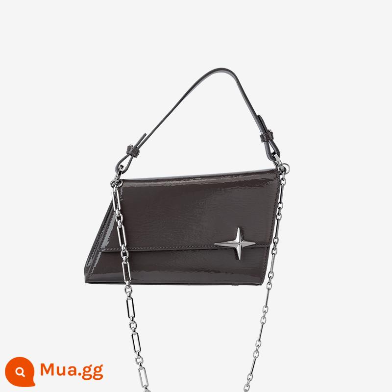 Kết cấu mới của Jane Bag túi đeo vai di động túi hình học gợn sóng túi nữ mùa thu và mùa đông thích hợp túi nữ chuỗi gốc - xám