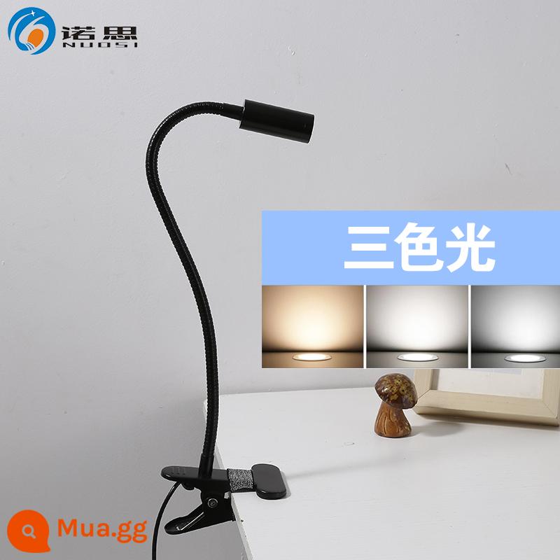 Bắc đơn giản đa năng kiểu kẹp đèn bàn led tủ trưng bày đầu giường bể cá đèn chiếu sáng vòi kim loại đèn bàn nhỏ USB - Kiểu đầu dài màu đen ba màu nhạt