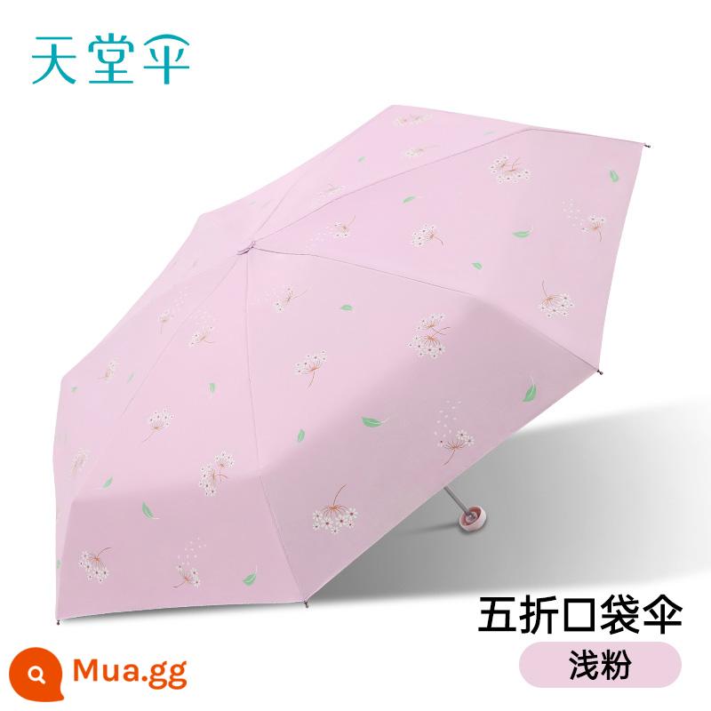 Paradise Umbrella Vinyl Kem chống nắng Chống tia cực tím Dù nhẹ và Dù gấp di động nhỏ dành cho phụ nữ và những ngày mưa cho bé trai - Hồng nhạt - Giảm 50% hoa