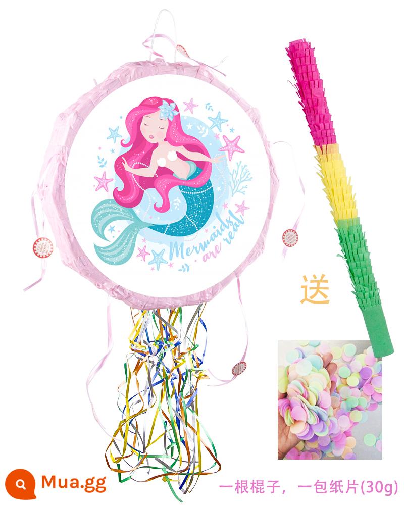 Pinata trẻ em sinh nhật dự tiệc trò chơi đập đường đạo cụ gõ pinata gấp dây kéo - Nàng tiên cá gấp Pinata