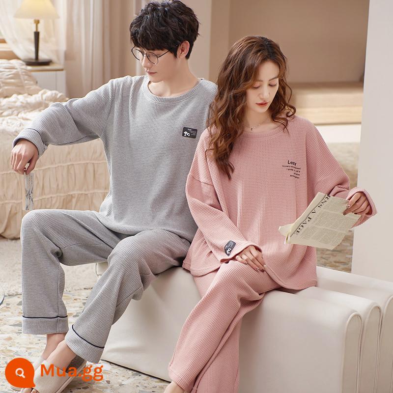 Bộ đồ ngủ cặp đôi Nanjiren Mùa xuân và mùa thu cotton nguyên chất dài tay cho nam và nữ Bộ đồ mùa thu và mùa đông Sunny Homewear - ZX:3307 cặp đôi nữ hồng nam xám áo thun dài tay và quần dài kiểu Anh