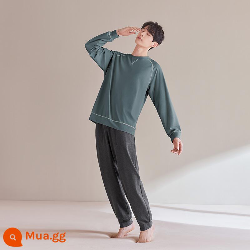 Jingyun [Siêu mềm] Bộ đồ ngủ dài tay cotton phong cách mùa xuân và mùa thu mới dành cho nam - Songlinqing-bộ vest nam