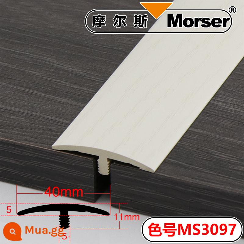 Dải sàn gỗ Morse PVC tự dính không cần keo Dải cạnh hình chữ T Khớp nối cửa dải cửa khóa phẳng Dải ngưỡng - Loại MS3097 tự dính hoa văn màu trắng bạc đi kèm lưỡi cưa