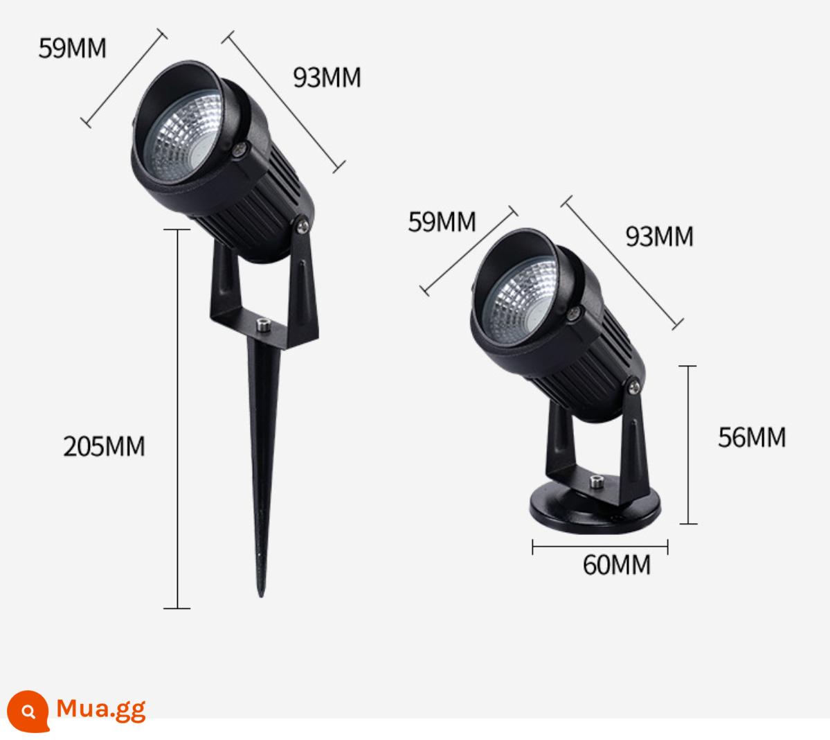 Đèn LED cây ngoài trời mặt đất đèn pha 24V/220V chống nước sân vườn bùn cây ánh sáng bãi cỏ phong cảnh nổi bật - Ổ cắm nối đất 3W ánh sáng ấm/trắng 2 chọn 1