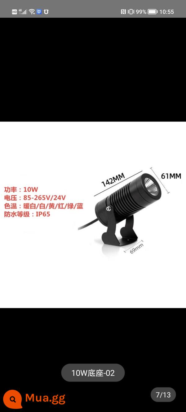 Đèn LED cây ngoài trời mặt đất đèn pha 24V/220V chống nước sân vườn bùn cây ánh sáng bãi cỏ phong cảnh nổi bật - 10W ánh sáng ấm/trắng 2 chọn 1