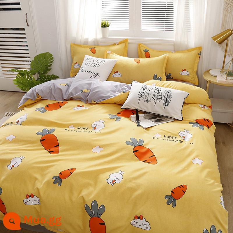 Vỏ chăn đơn mảnh ký túc xá sinh viên đơn 150x200x230 mùa đông giặt nước tinh khiết cotton vỏ chăn đôi chải chăn - cà rốt hạnh phúc