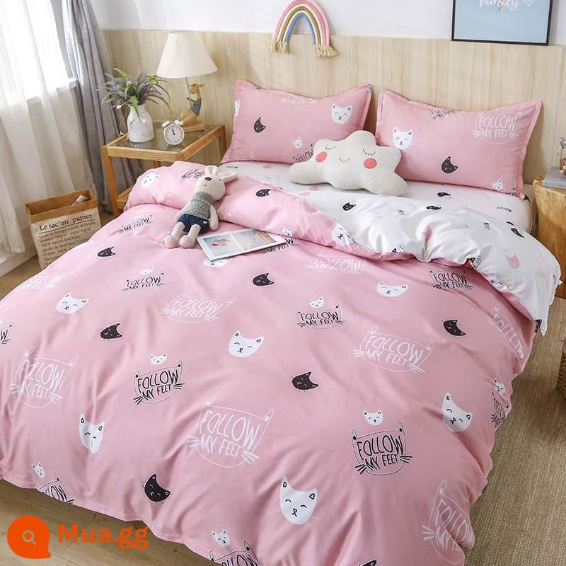 Vỏ chăn đơn mảnh ký túc xá sinh viên đơn 150x200x230 mùa đông giặt nước tinh khiết cotton vỏ chăn đôi chải chăn - Cat Baby-Bột