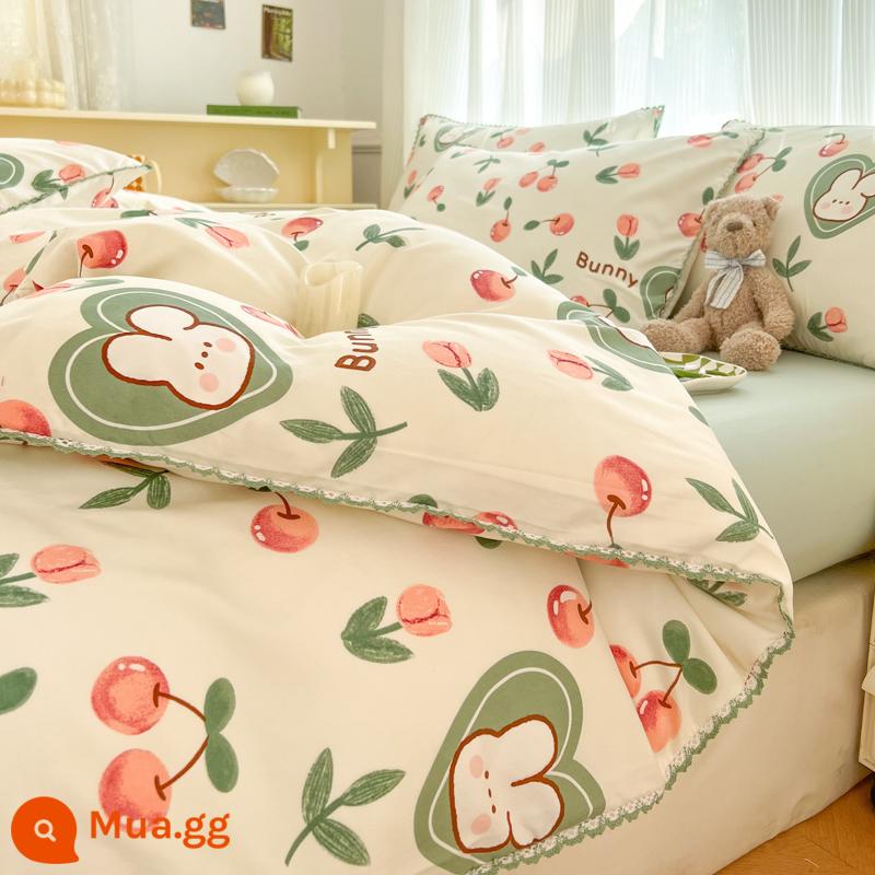 Vỏ chăn đơn 150x200x230 Vỏ chăn chải lông đơn dài 1,5m ký túc xá thu đông không cotton cotton nguyên chất - ✅Đã kiểm tra chất lượng] Candy Rabbit] 100% cotton đã giặt có trọng lượng cao