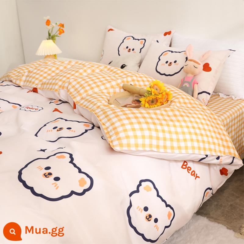 Vỏ chăn đơn mảnh ký túc xá sinh viên đơn 150x200x230 mùa đông giặt nước tinh khiết cotton vỏ chăn đôi chải chăn - chăm sóc gấu