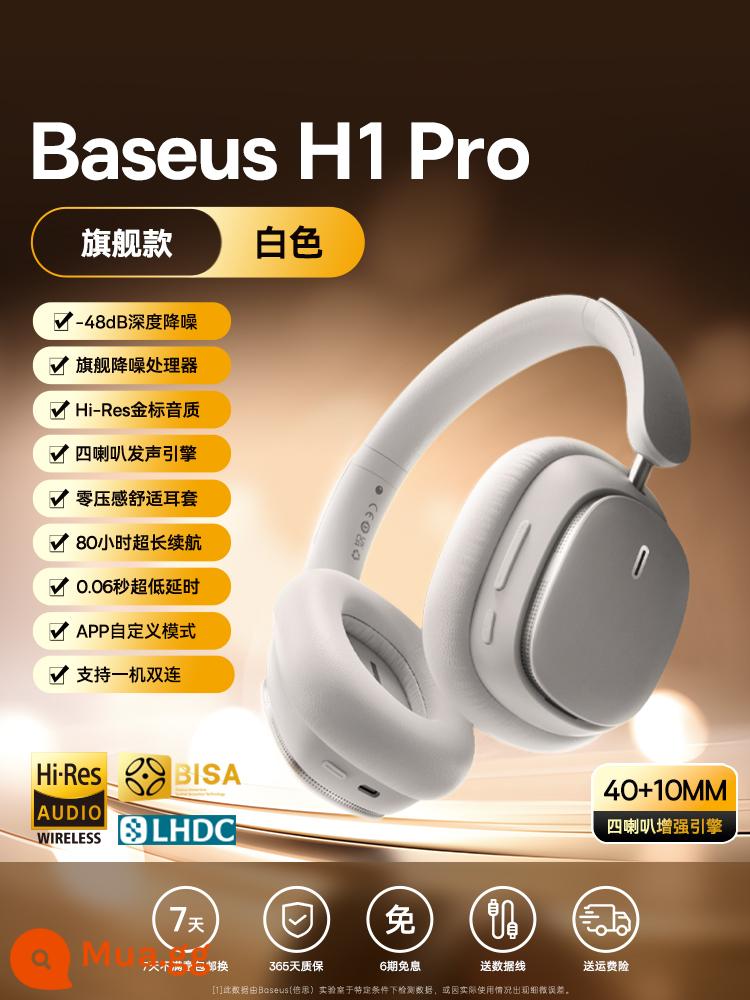 Tai nghe Bluetooth không dây Baseus h1pro giảm tiếng ồn chủ động Tai nghe máy tính chơi game Tai nghe pin siêu dài - Haoyuebai☆Chất lượng âm thanh nhãn vàng Hi-Res√-48dB giảm tiếng ồn chủ động√Thời lượng pin 80 giờ