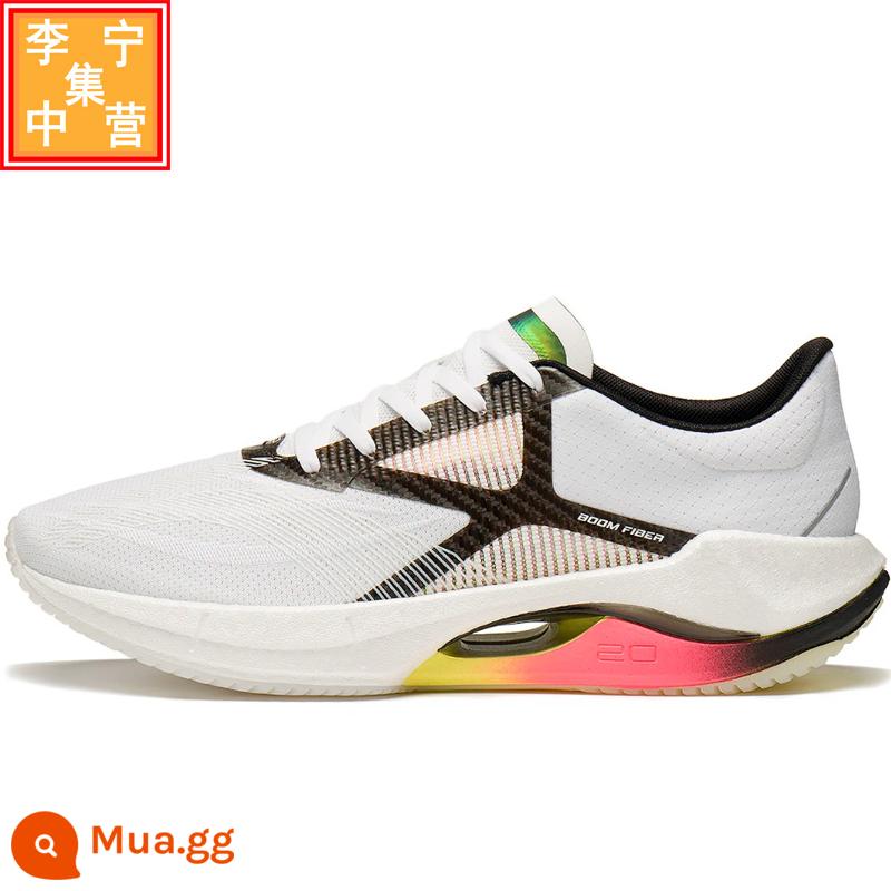 Giày chạy bộ công nghệ lụa Li Ning 2023 mới siêu nhẹ 20 giày thể thao thoáng khí chống sốc nam nữ ARBT001 002 - Mã ARBT001-4 sơn trắng đen siêu nhẹ 20