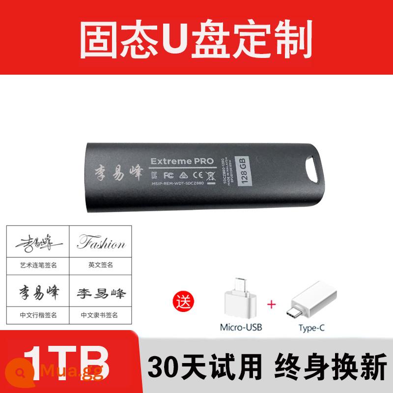 Đĩa SanDisk U 128g đĩa nhớ flash trạng thái rắn CZ880 mã hóa doanh nghiệp ổ đĩa flash kim loại USB3.2 tốc độ cao 256 di động SSD ổ cứng thể rắn macbook Ổ đĩa flash USB trạng thái rắn wtg bên ngoài của Apple - Trạng thái rắn CZ880 1T+ khắc LOGO tùy chỉnh được cá nhân hóa [Bao gồm 2 loại bộ điều hợp điện thoại Android]