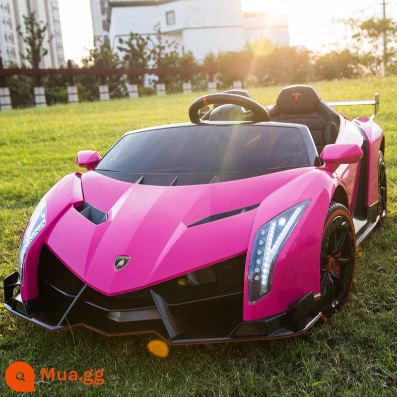 Xe ô tô điện trẻ em Lamborghini 4 bánh xe điều khiển từ xa đôi xe thể thao bé trai và bé gái đồ chơi cho bé ngồi được người - Hồng cao cấp + ghế da + MP4 + pin Chaowei