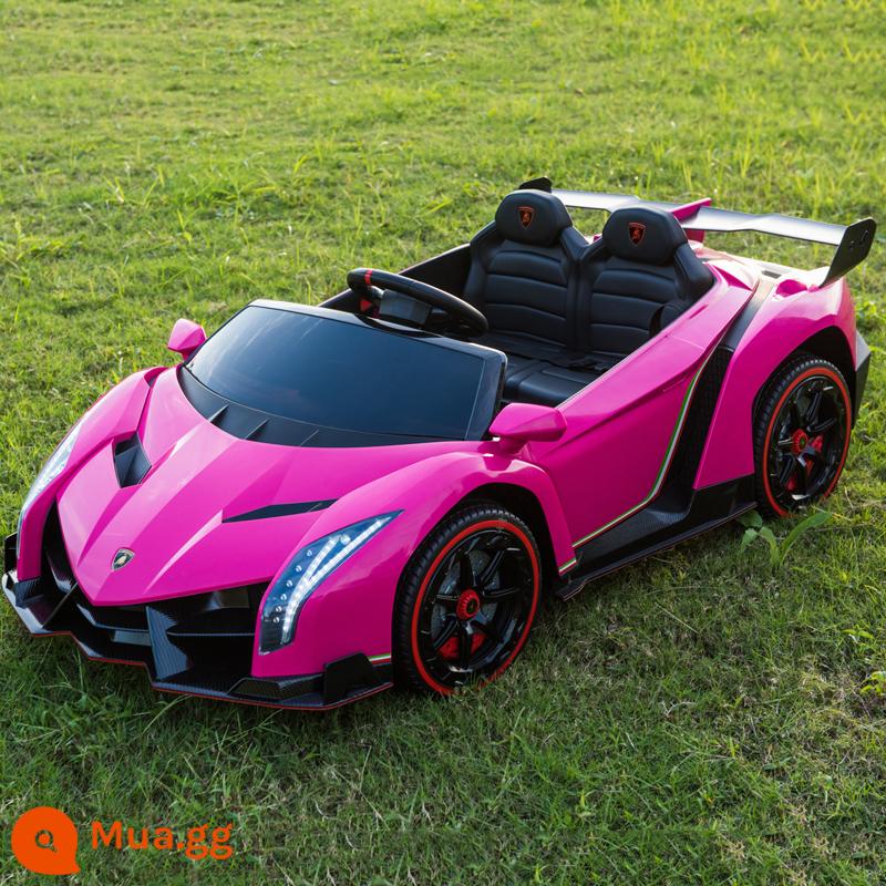 Xe ô tô điện trẻ em Lamborghini 4 bánh xe điều khiển từ xa đôi xe thể thao bé trai và bé gái đồ chơi cho bé ngồi được người - Phiên bản nâng cấp màu hồng + pin lithium 12V + bao da + MP4