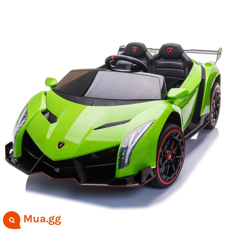 Xe ô tô điện trẻ em Lamborghini 4 bánh xe điều khiển từ xa đôi xe thể thao bé trai và bé gái đồ chơi cho bé ngồi được người - Apple Green cao cấp + Đế da + MP4 + Pin Chaowei