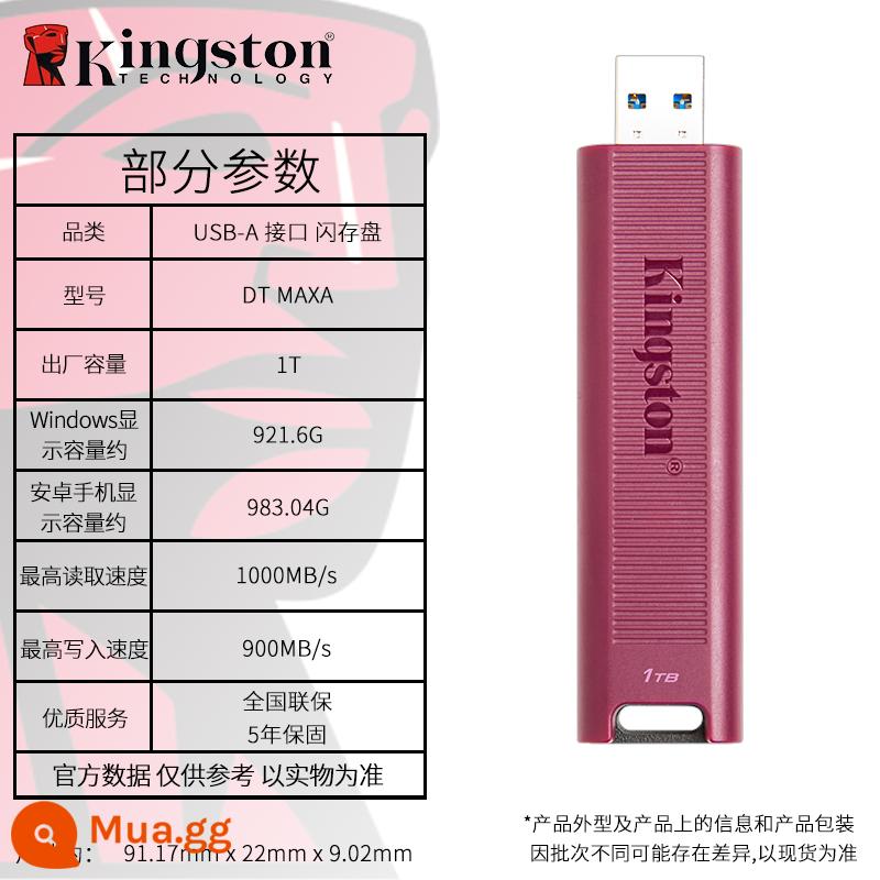 Ổ đĩa flash Kingston 64 xe 512 dung lượng lớn 256 cố định 128 hệ thống 32g1T điện thoại di động TYPEC ổ đĩa flash USB chính hãng chính hãng - Ổ đĩa flash USB thể rắn màu đỏ tía DTMAXA/1T