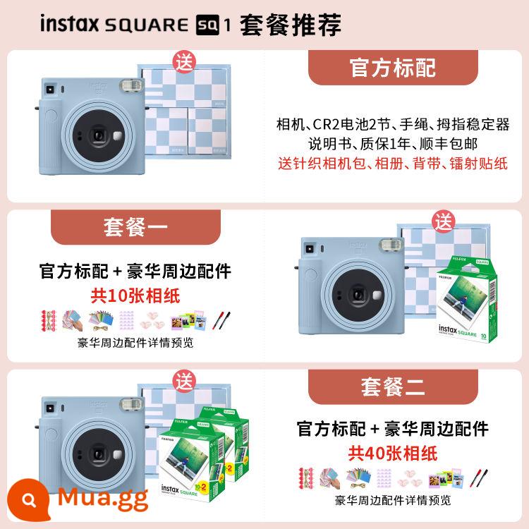 Chụp ảnh một lần Fuji instax Gói máy ảnh Polaroid SQ1 kèm giấy ảnh Quà Tết cho các bạn nam, nữ - Glacier Blue (Đăng ảnh và tặng thiết bị ngoại vi Fuji)