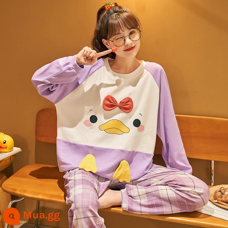 Pure cotton pyjama nữ mùa thu và mùa đông dài -sleeved fat sister lớn Size Hai phiên bản Hàn Quốc của bộ phim hoạt hình dễ thương nhà bình thường - HFF-21376