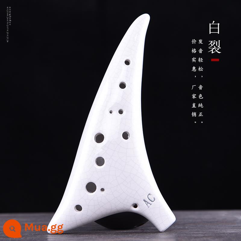 Ocarina 12 lỗ đơn giản dành cho người mới bắt đầu 12 lỗ ac alto C chuyên nghiệp 6 Nhạc cụ học sinh sáo Taoshan 46 - Hướng dẫn làm túi [đuôi nâng] màu trắng có dây buộc