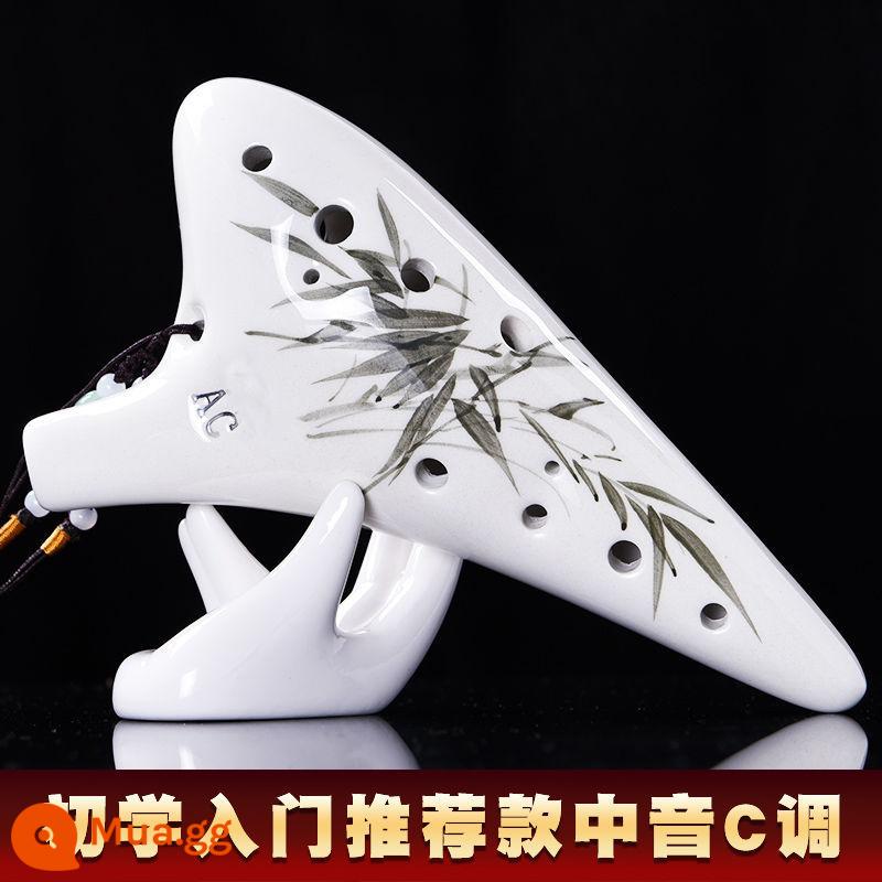 Ocarina 12 lỗ đơn giản dành cho người mới bắt đầu 12 lỗ ac alto C chuyên nghiệp 6 Nhạc cụ học sinh sáo Taoshan 46 - Sự phổ biến của túi tre đen [đầu tròn] có dây buộc hướng dẫn