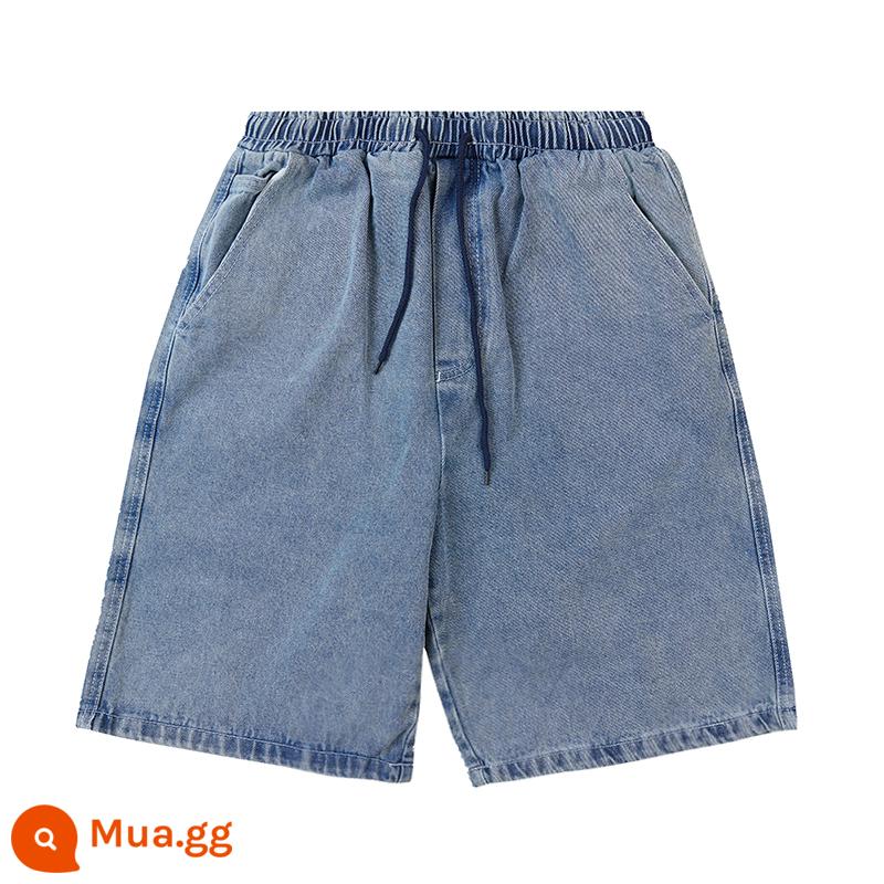 Bellken Early Wake Studio CityBoy Nhật Bản Retro Đã Giặt Rời Quần Short Denim Nam Nữ Quần Âu - Màu xanh denim