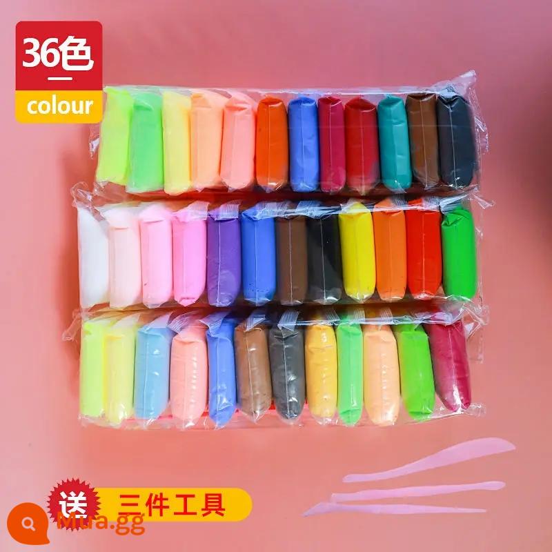 Đất siêu nhẹ 36 màu mô hình trẻ em plasticine không độc hại không gian bùn màu mẫu giáo handmade tự làm đất sét pha lê - Túi + dụng cụ 36 màu