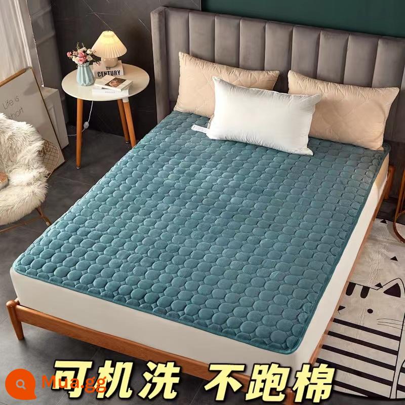 Dày flannel nệm nhà đôi tatami mat ký túc xá sinh viên giường đơn sàn nệm chăn - Màu xanh hải quân [flanel]